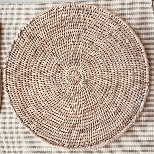 White Wash Rattan Charger