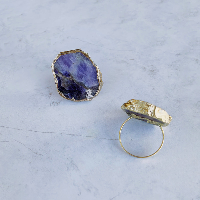 Rounded Amethyst Agate Napkin Rings