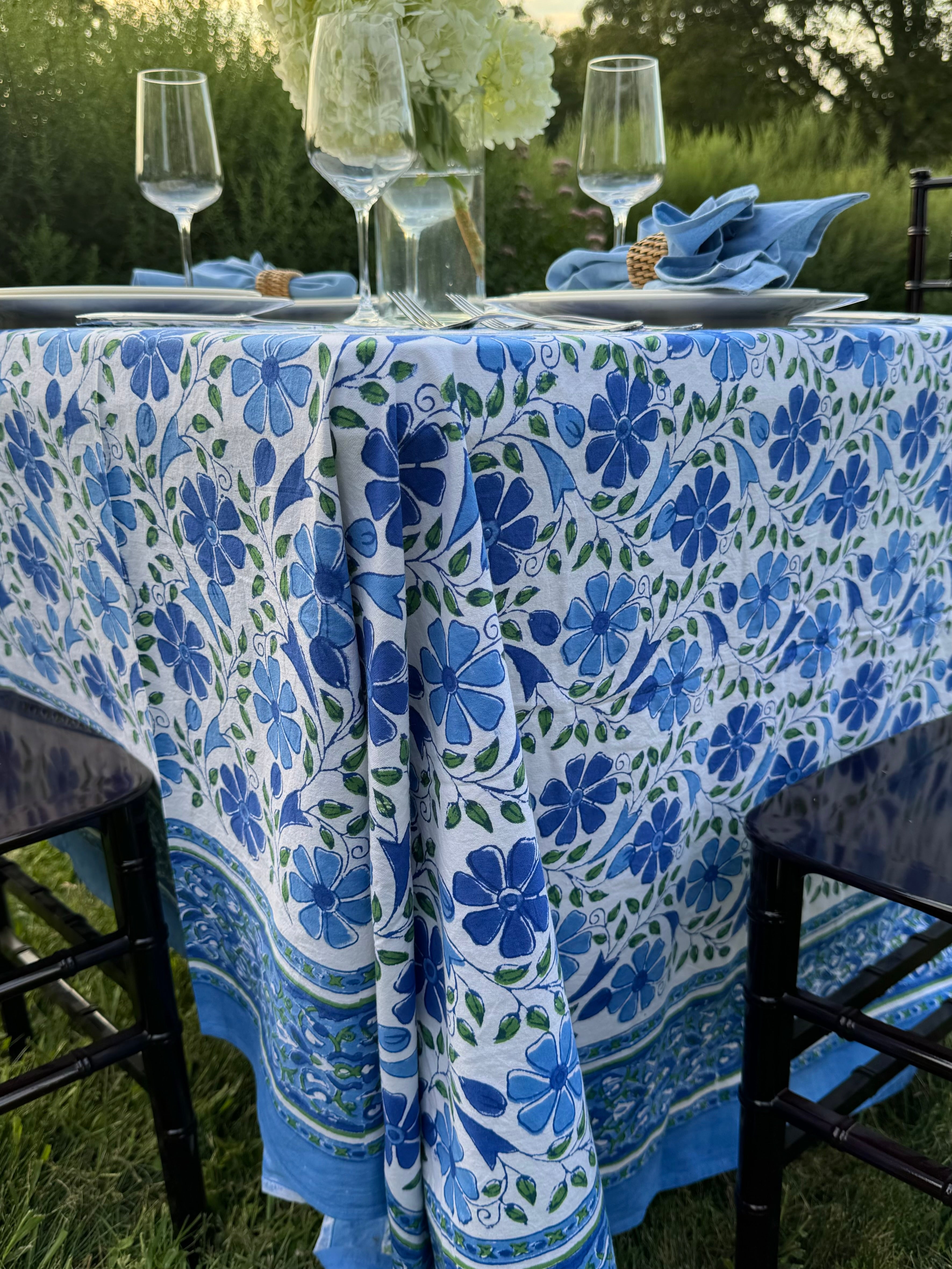 Blue Sky Flowers Tablecloth
