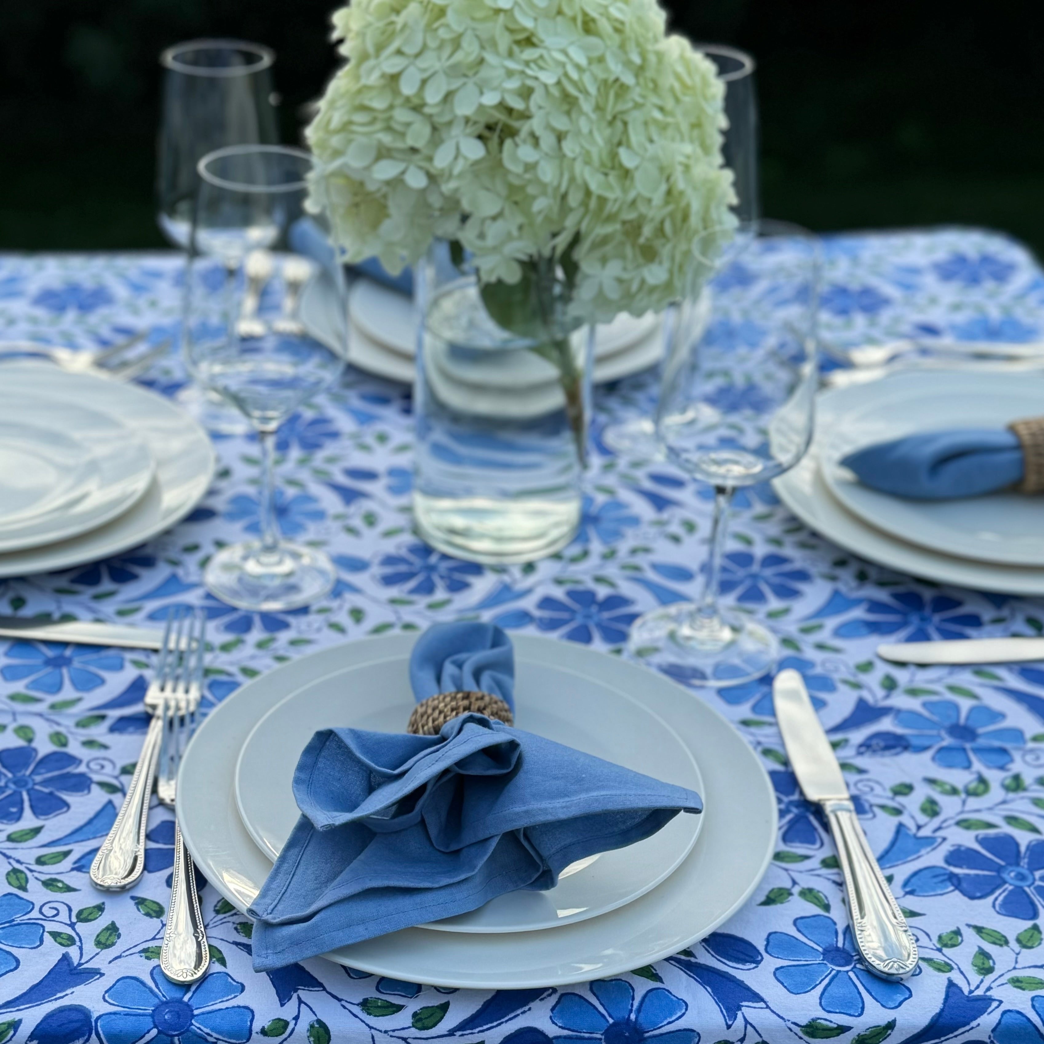 Blue Sky Flowers Tablecloth