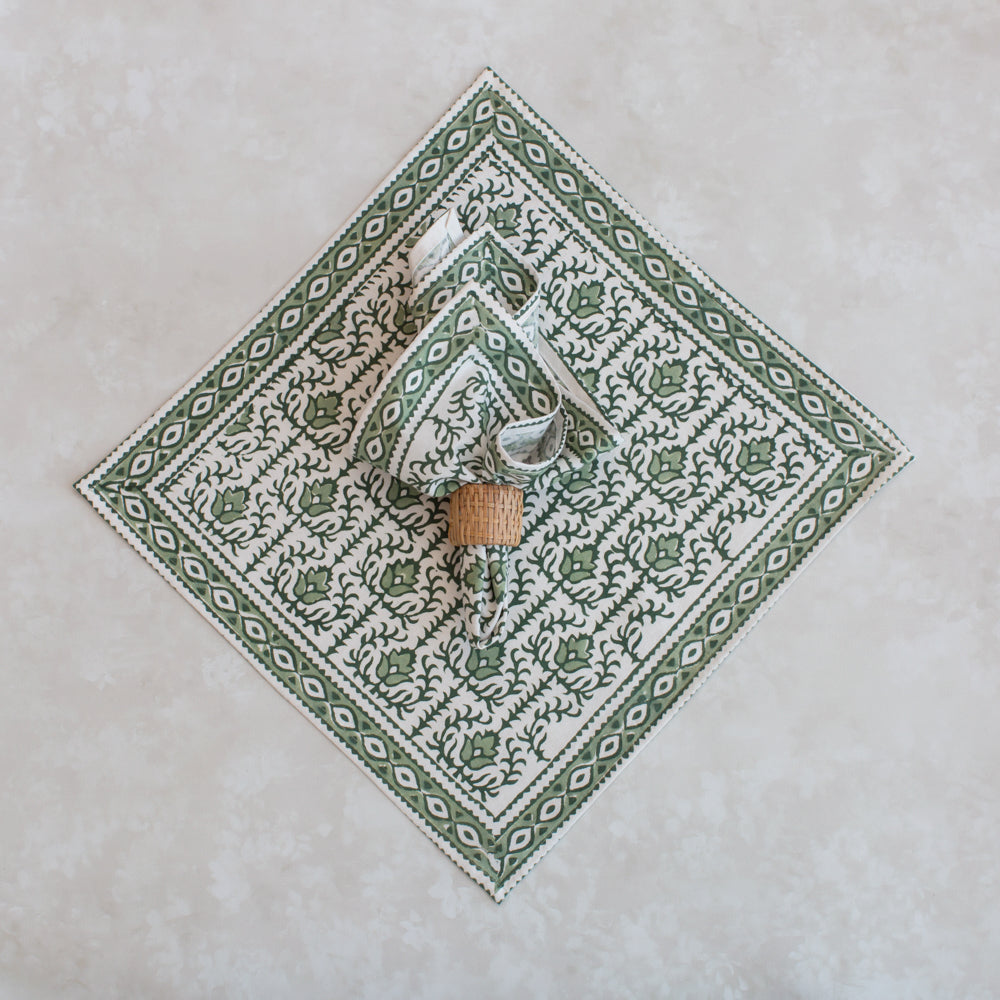 Emerald Block Printed Cotton Napkin