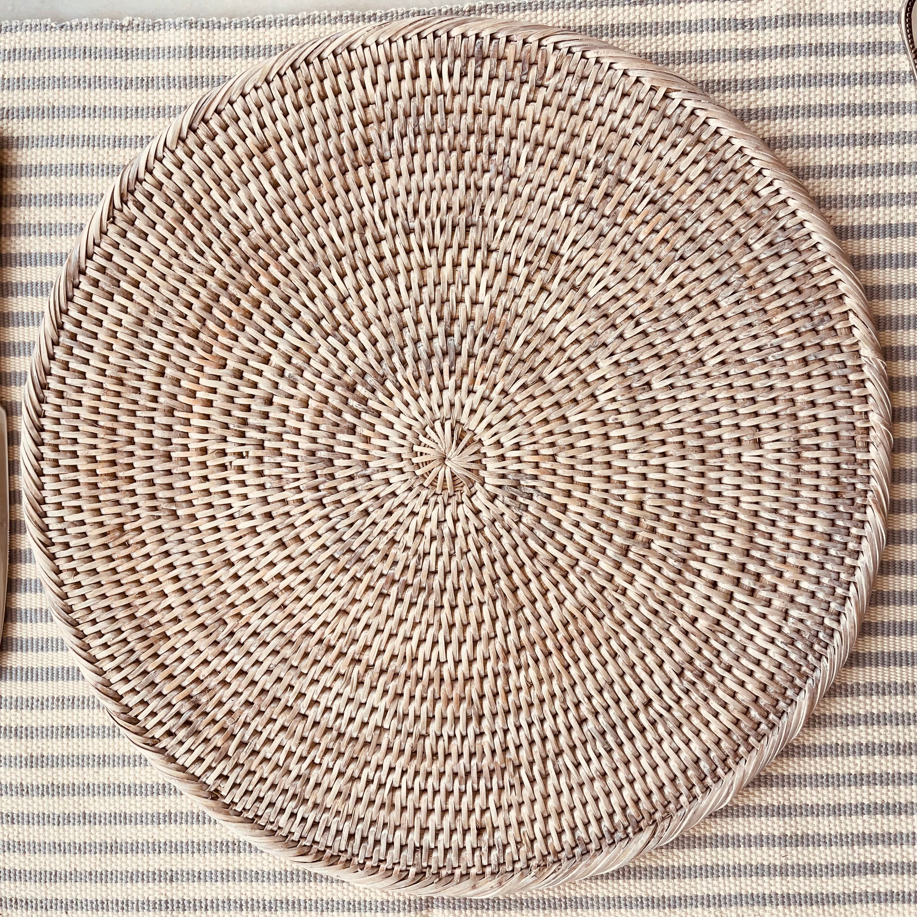 White Wash Rattan Charger